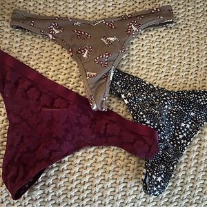 PINK Victoria's Secret Burgundy Lace Thong